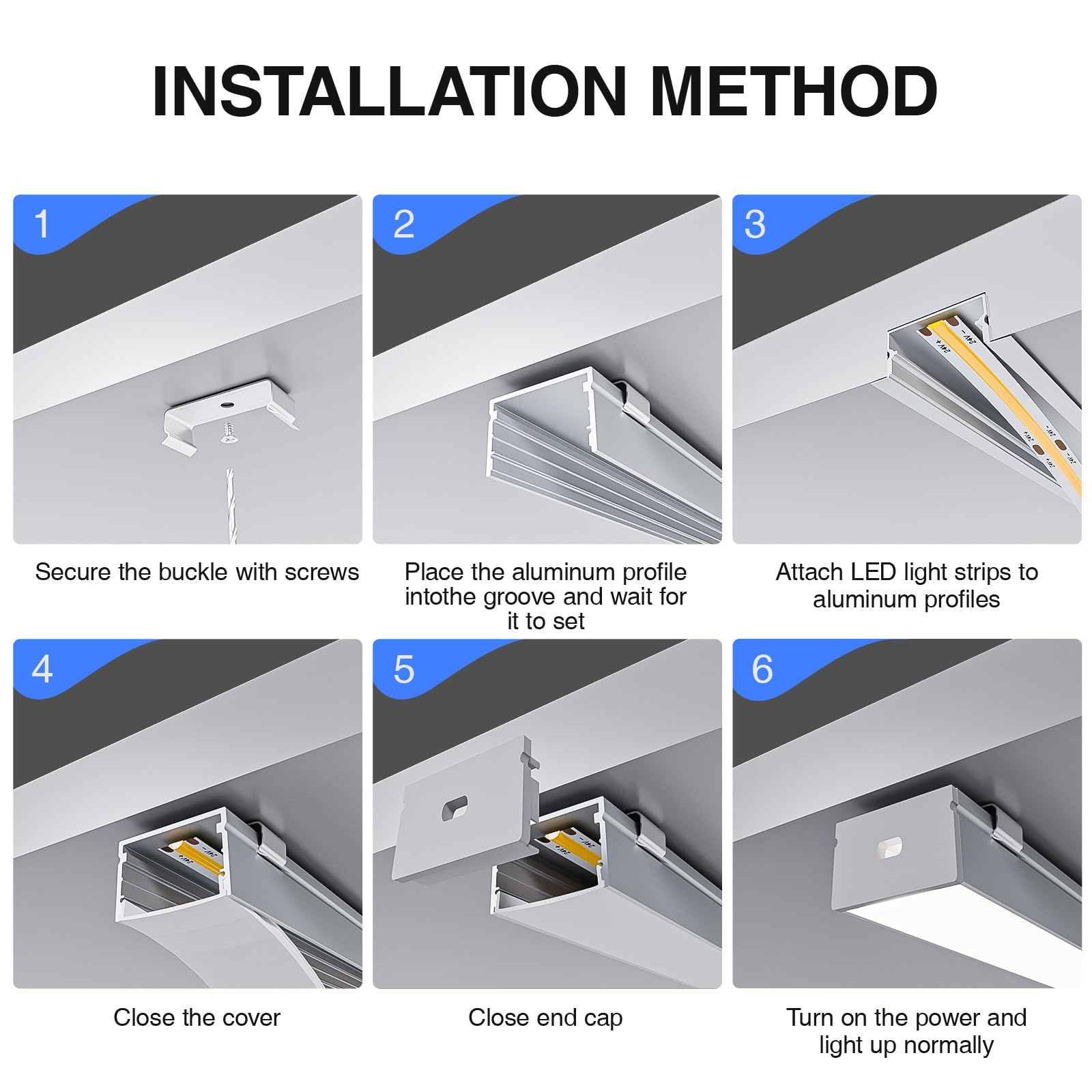 HOOLED Profilo Alluminio per Strisce led 2m x 5pz (10m), Dimensioni 30mm x 20,5mm, adatto per strisce luminose di diversi produttori, larghezza massima 25.2mm