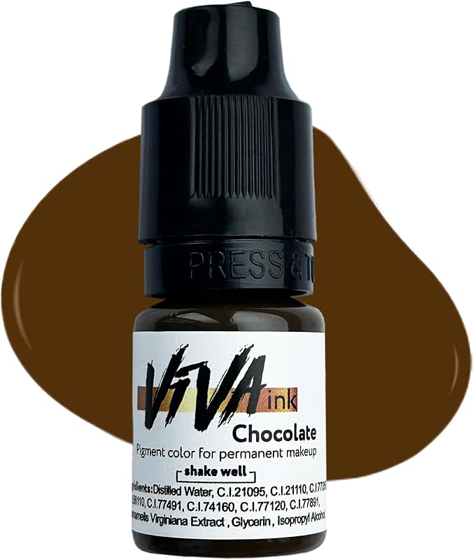 Tinta para tatuagem de sobrancelhas VIVA INK Chocolate em tubo, 6 mL