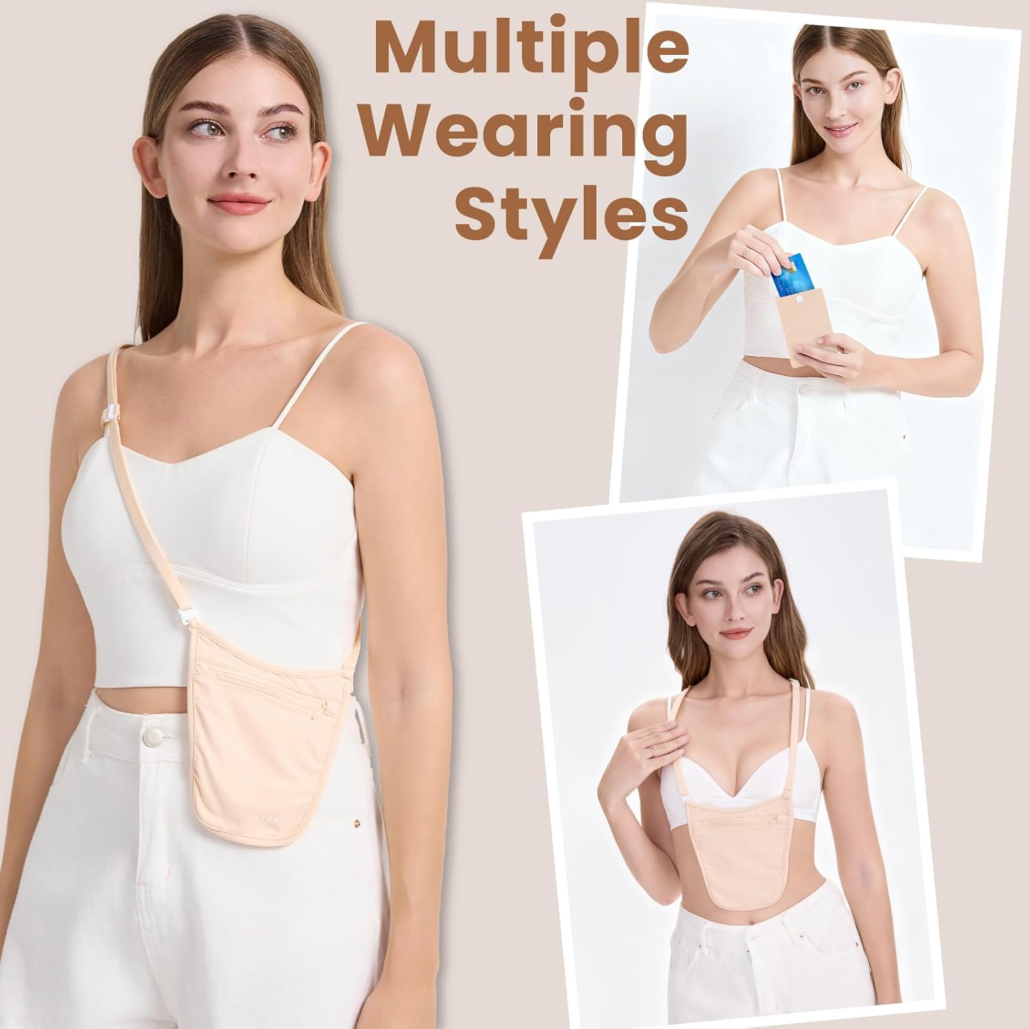 Crossbody Money Belt with Detachable RFID-Blocking Cardholder, Hidden Travel wallet for Money & Passport - Lightweight, Secure, and Invisible Design for Travel - Image 6