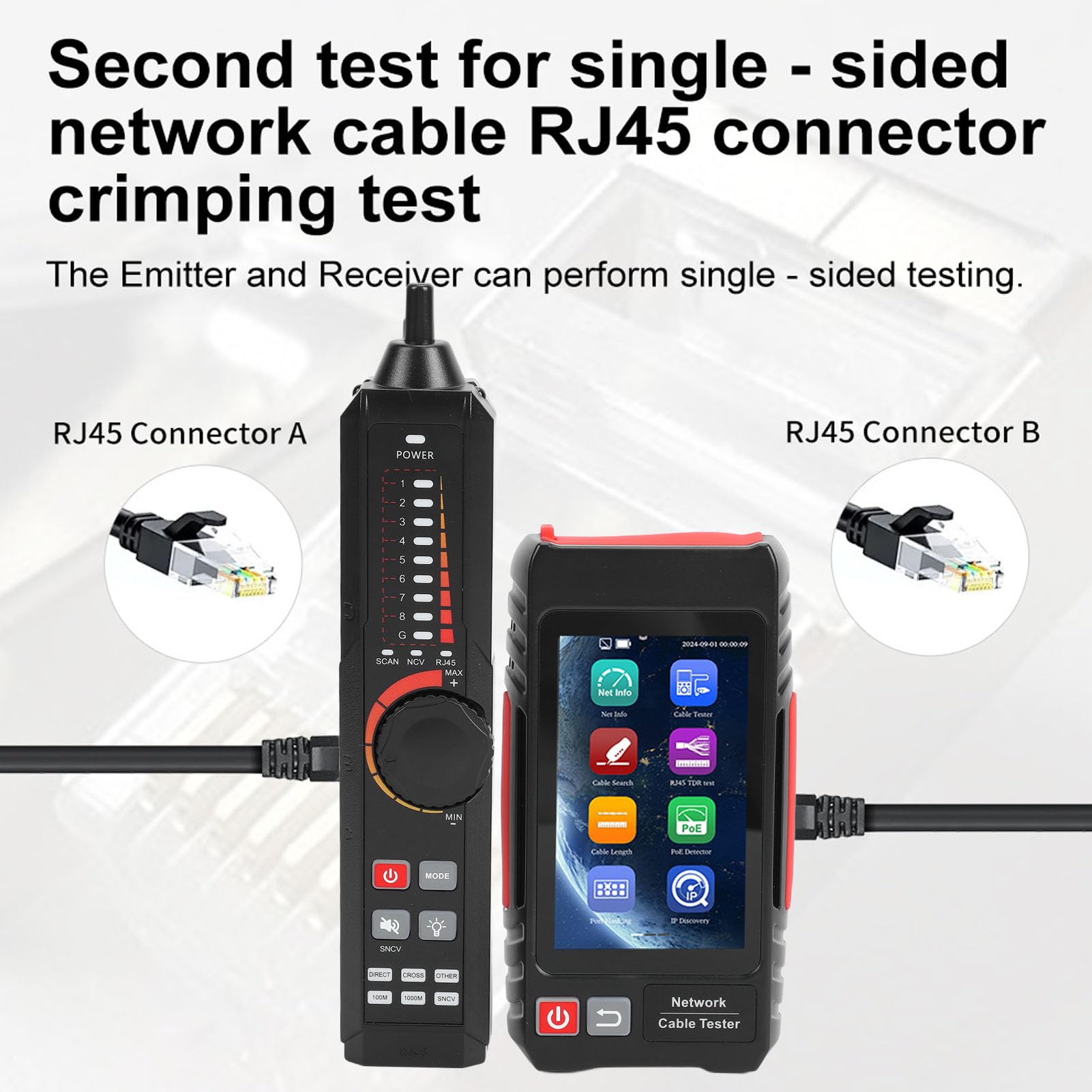 Tester per Cavi Ethernet, Tester per Cavi di Rete e Supporto Tracker Test UTP, RJ45 TDR, Misurazione FTP per RJ45, BNC, Telefonica, Cavo Metallico con Touch Screen IPS da