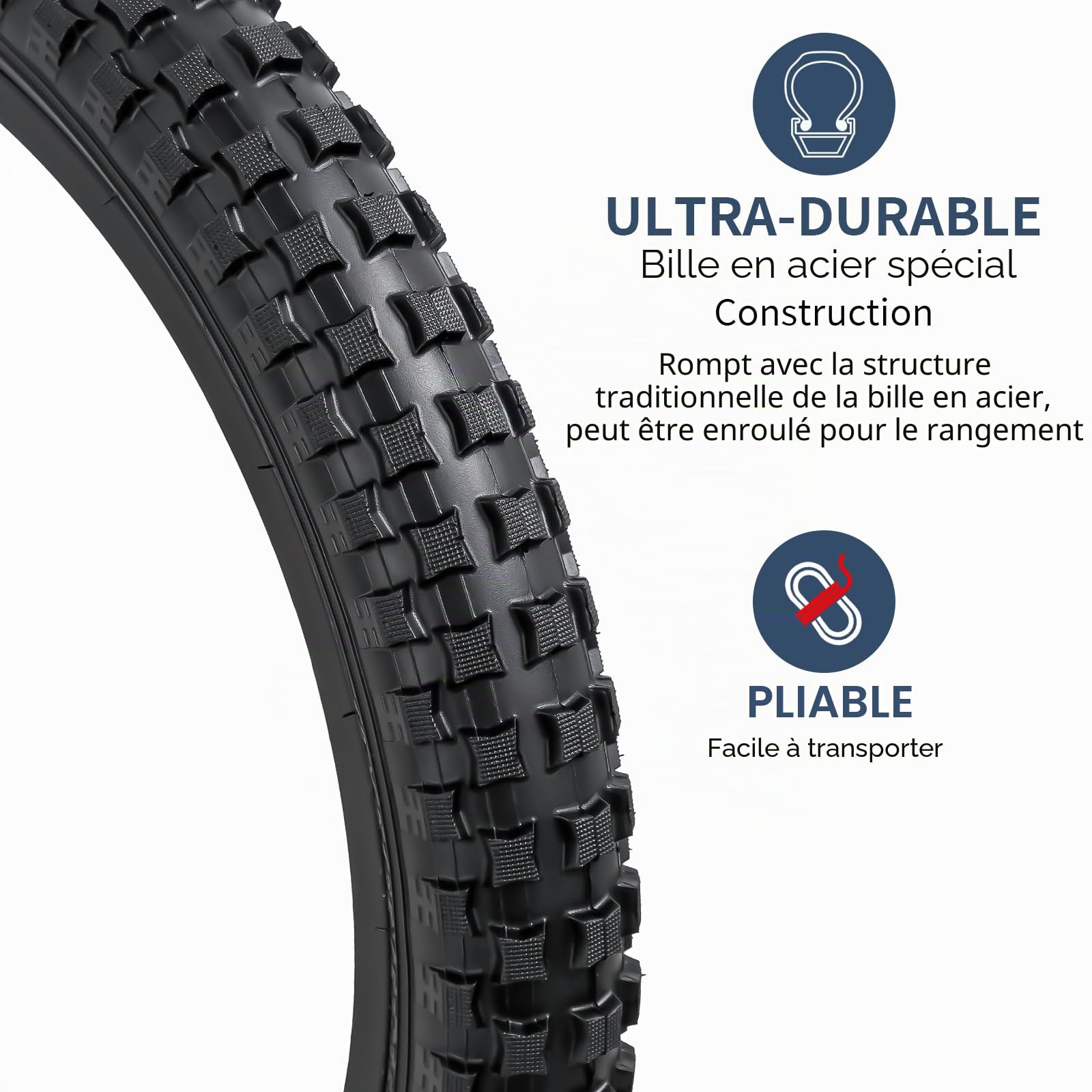 YunSCM 2PCS 20 Pouces Pneu Pliable 20X2.35 58-406 et 20 Pouces Chambre à air AV32mm Schrader Valve Compatible vélos de Course, VTT, vélos de Ville 20X2.30 20X2.35 20X2.40 Pneu vélo et Chambre à air