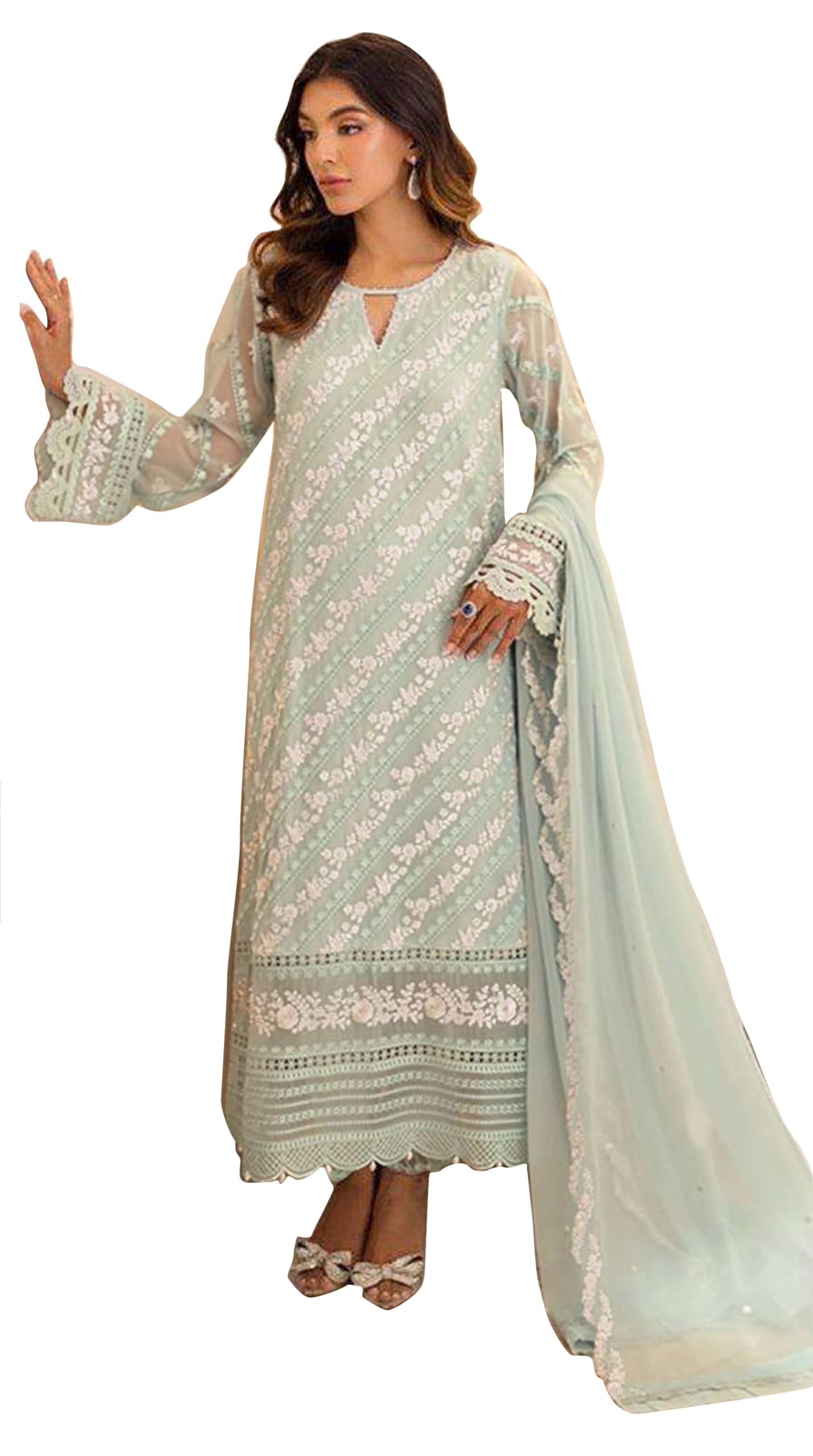 rudraprayag Women's Georgette Fabric With Embroidery Sequence Work Semi Stitched Straight Anarkali Suit With Dupatta-picture-19
