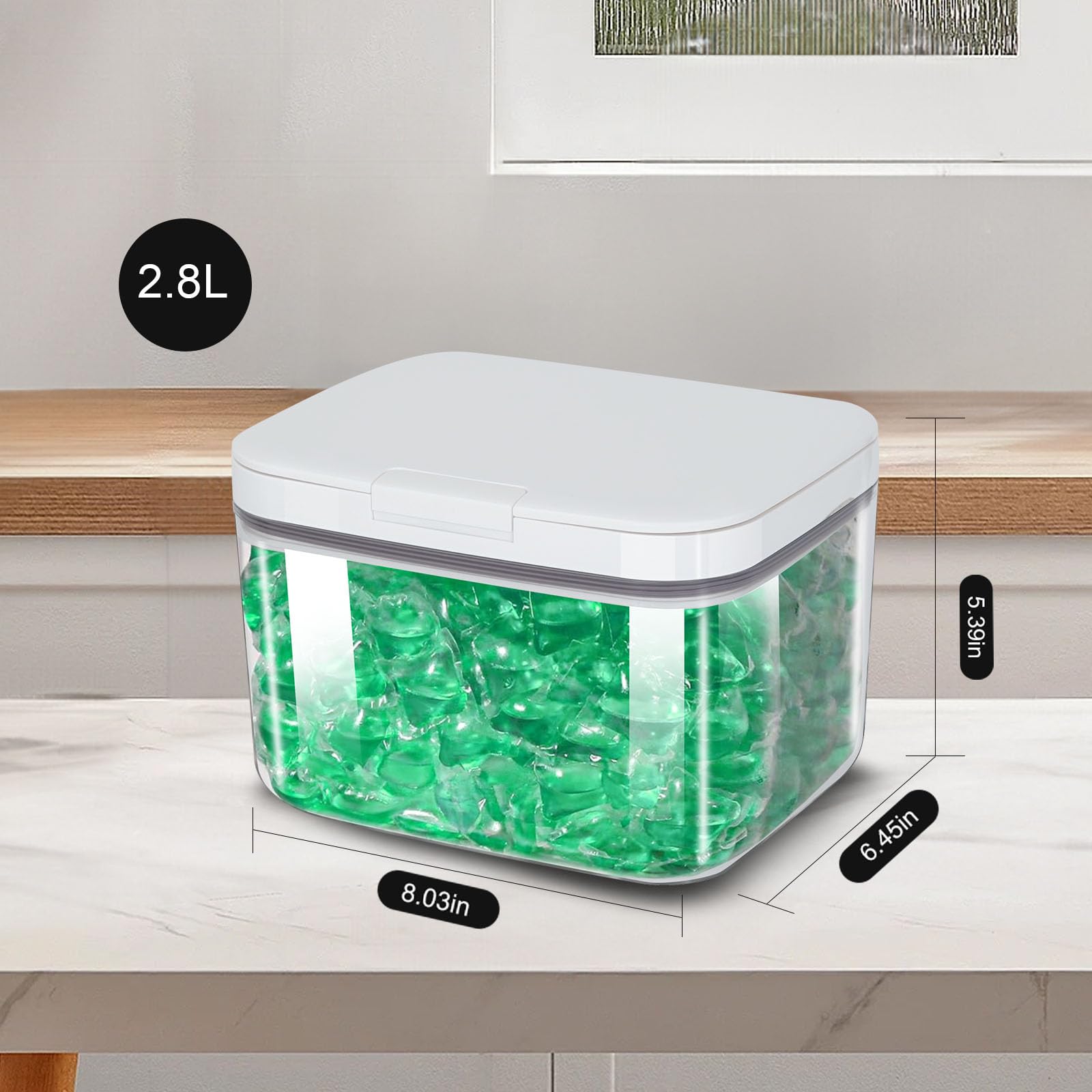 Waschmittel Aufbewahrungsbox 2,8L - Luftdicht, Transparent, Mit Messbecher