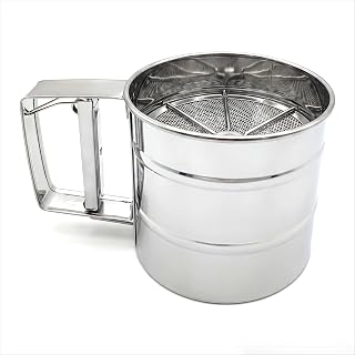 Upgraded Flour Sifter for Baking, One-Hand Press 3-in-1 Sifter with Double