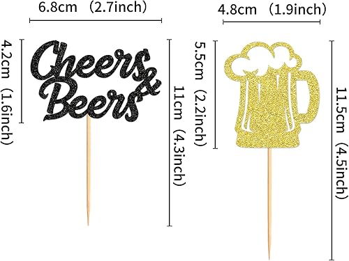 Miniatura 86 de Ercadio Paquete de 24 adornos para cupcakes de Cheers and Beers con taza de cerveza con purpurina para cupcakes, baby shower, cumpleaños, cervezas