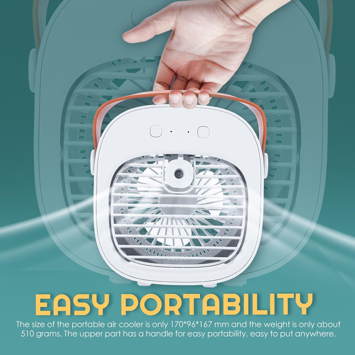 NUOBESTY USB Rechargeable Desktop Cooling Fan Misting Air Circulator Plastic Table Fan Portable Small White Office Dormitory Summer Use