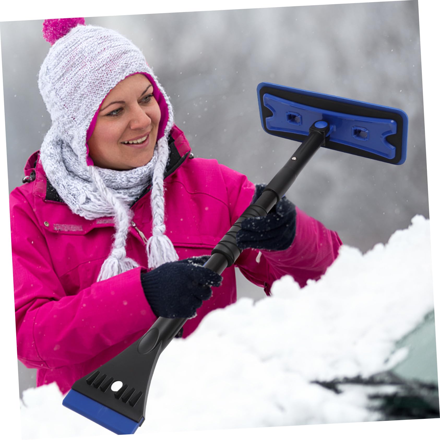 Artibetter Raschietto Ghiaccio per Auto Spazzola Neve Estensibile Scopa Neve Raschietto Parabrezza Pulizia Invernale Efficiente