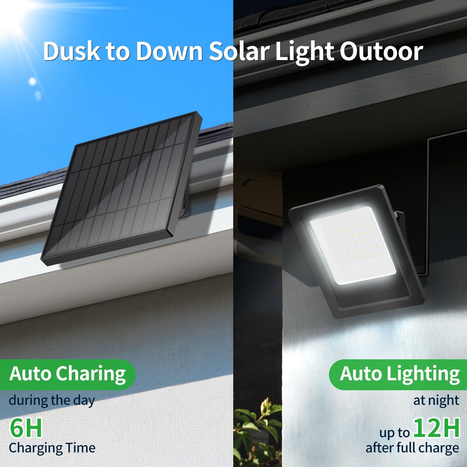 Solarleuchten für den Außenbereich, Solar-Flutlichter, IP65, wasserdicht, Dämmerung bis Morgendämmerung, automatisches Ein-/Ausschalten, hellweiß, Hof, Terrasse Pool