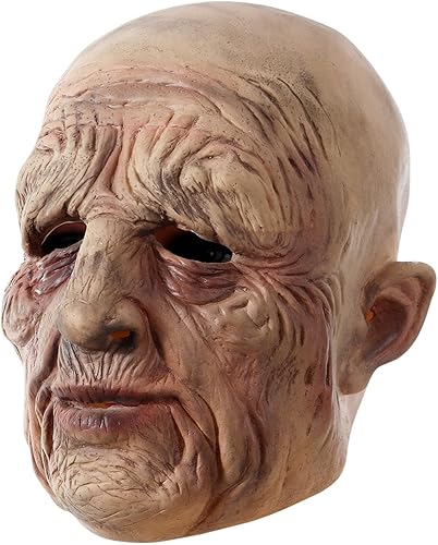 ROTORS Máscara de anciano de Halloween, máscara realista de látex de cabeza completa, máscara de mascarada para cosplay, disfraz de fiesta de