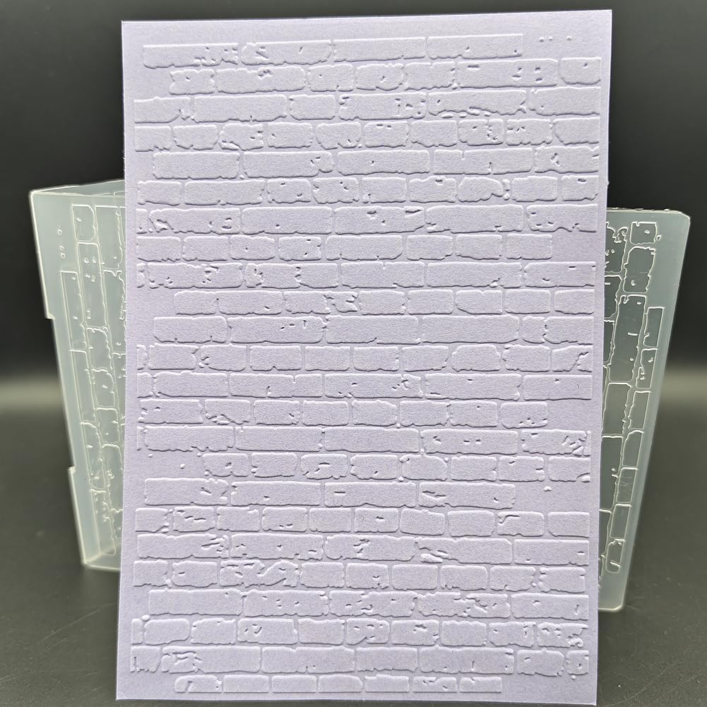Plastic Embossing Folder 5x7 Inch Christmas Brick Wall Paper Crafts Plastic Textured Impressions for Card Making Scrapbooking