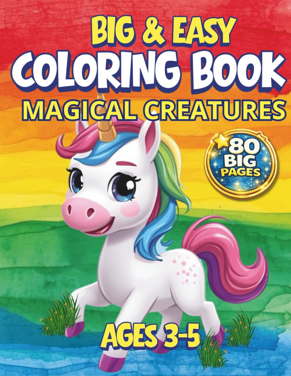 Magical Creatures Coloring Book for Kids: Unicorns, Dragons, Fairies and Cute Fantasy Animals for Creative Coloring Fun (Rainbow Colors Coloring Book Series)