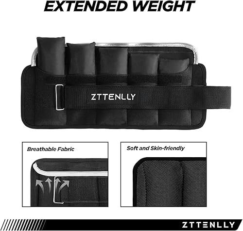 Miniatura 9 de Pesas ajustables para tobillo de 5 libras, par (2.5 libras cada uno) con bolsa de transporte, telas transpirables, ribete reflectante, entrenamiento