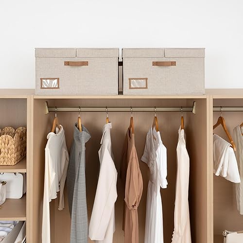 Miniatura 6 de StorageWorks Contenedores grandes de almacenamiento de ropa, cajas de tela con tablero divisor, cestas para ropa, organizadores de armario de lino