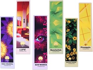 Natural Incense Sticks - Charcoal-Free, Low-Smoke, Long-Lasting Fragrance | 180 Sticks with 6 Unique Scents (30 Sticks Each) | Premium Incense for Meditation, Yoga, and Relaxation