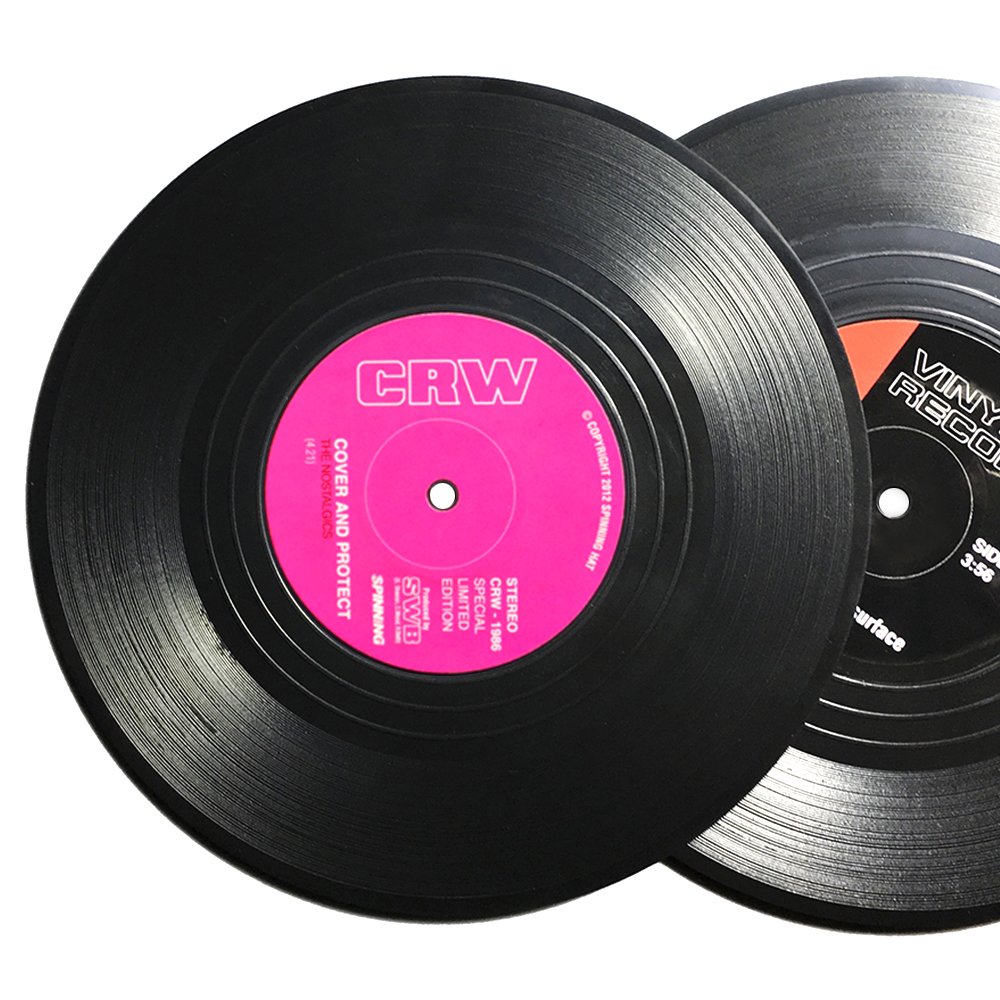 Senhai Set de 6 Posavasos de Vinilo Retro, Protección Antideslizante para Bebidas Frías y Calientes