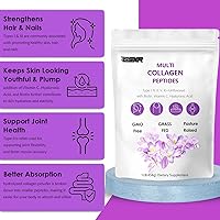 Vista 2 de Péptidos de colágeno múltiple en polvo, 1 libra, péptidos de proteína hidrolizada Tipo I, II, III, V, X, péptidos de colágeno hidrolizados