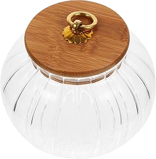 Cabilock Glass Storage Jar Lid Airtight Sealed Pot Clear Pumpkin Modelling Coffee Bean Canister Food Storage Canister 800ML