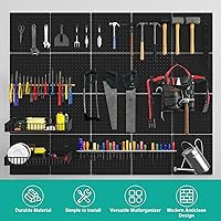 Vista 3 de Tablero de Clavijas, Paquete de 4 Paneles de Tablero de Clavijas de Metal Negro, Organizador de Pared con Marco Doblado, Tablero de Clavijas Grande