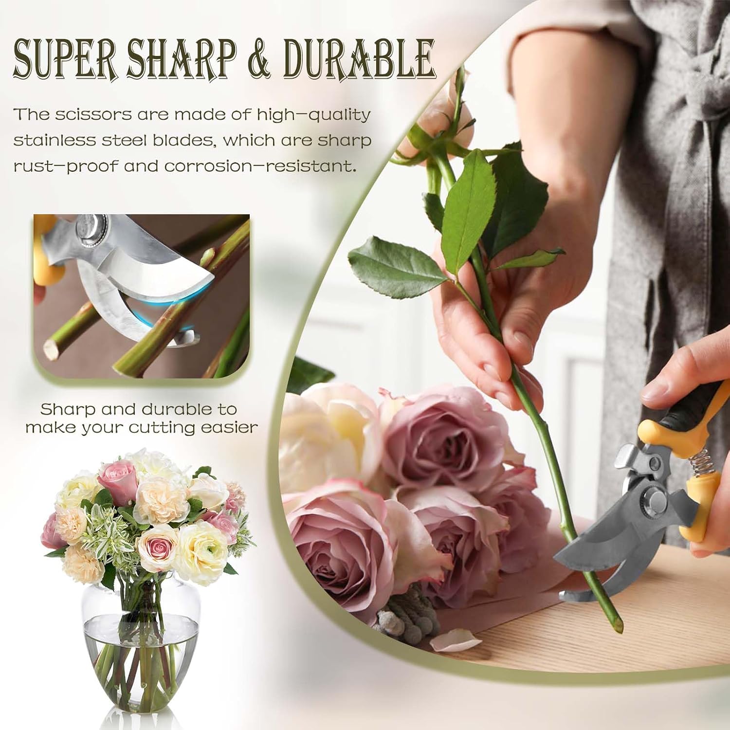 Floral Toolkit,Rose Thorn Remover Tool, Garden Pruning Shears Scissors Kit, Florist's Toolkit,Use for Florist Supplies (Toolkit)