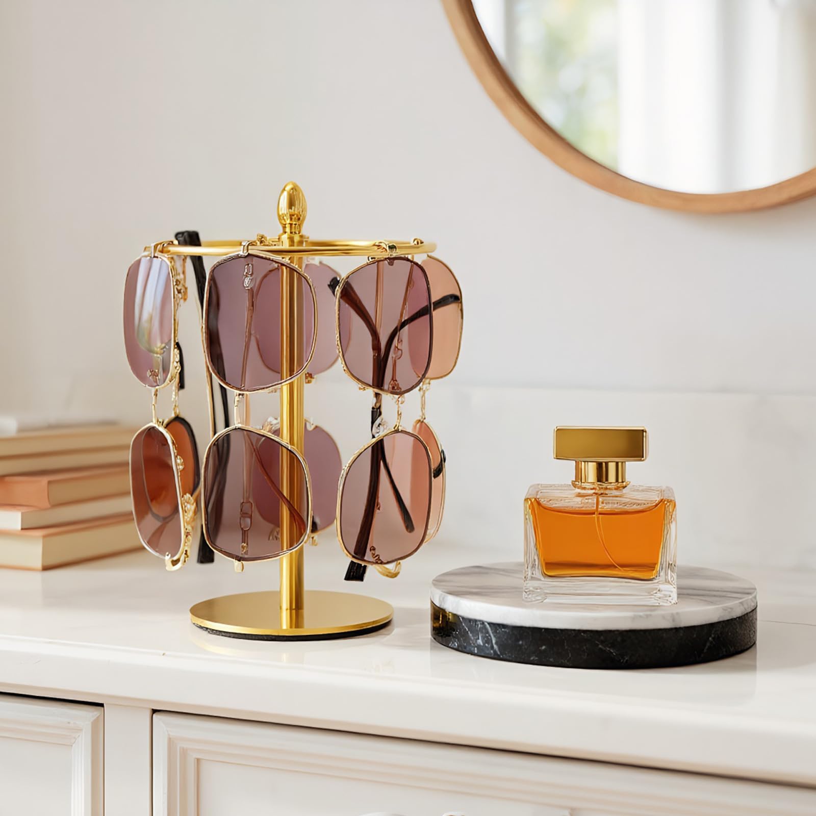 Sonnenbrillen-Organizer, Präsentationsständer, Brillenhalter, Gestell für 12 Brillen, Edelstahl (Gold)