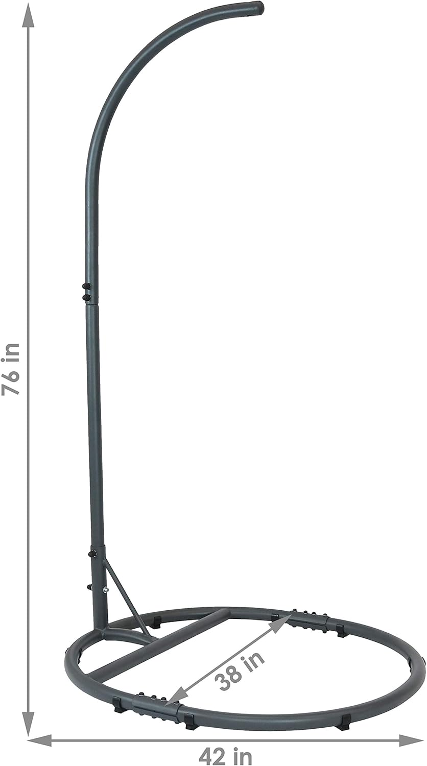 Sunnydaze Steel Egg Chair Stand with Extra-Wide Round Base - Black Powder-Coated Finish - 76 Inches H