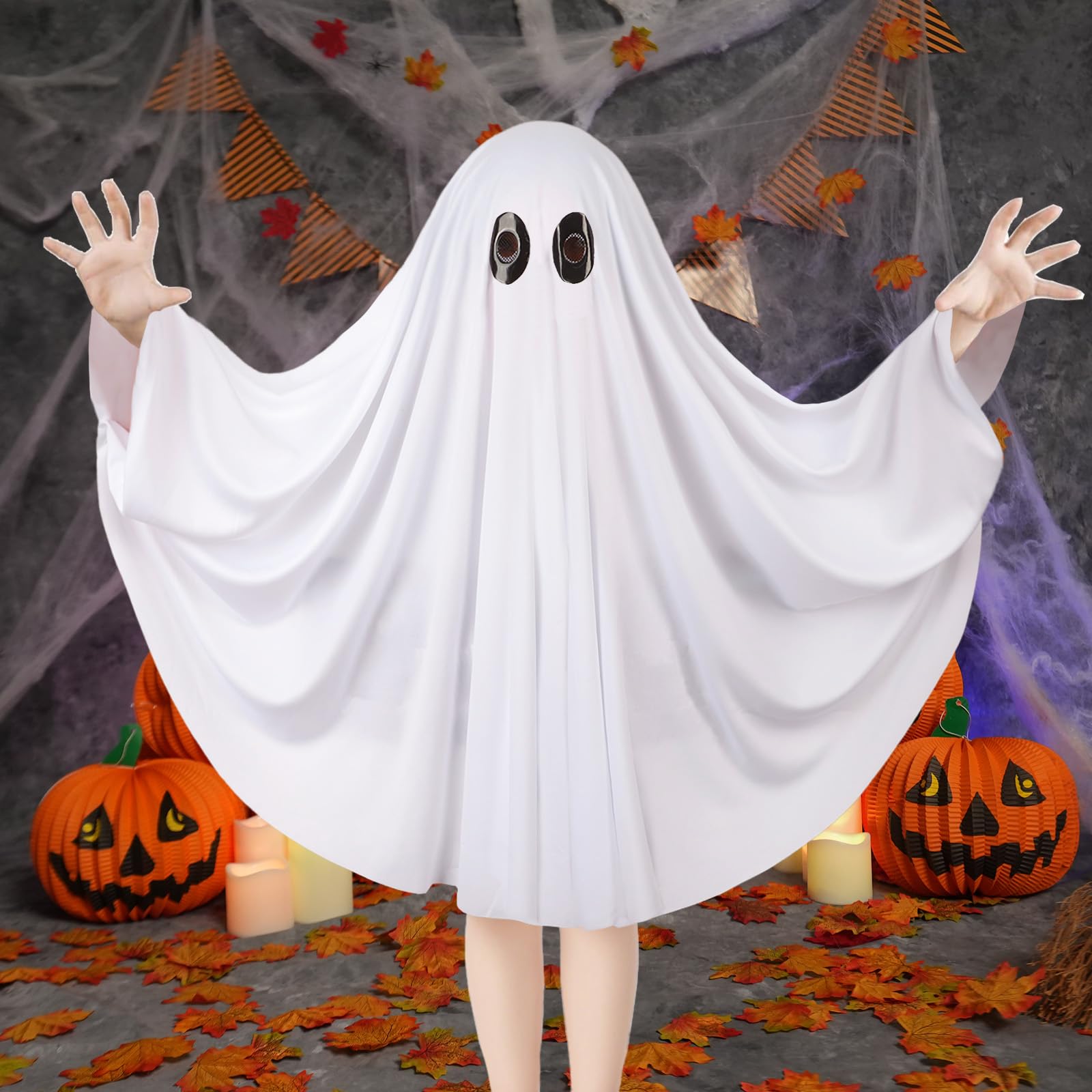 Halloween Costumes Kids Girls, Cute Toddler Ghost Costume Boy, White Sheet Elastic Spooky Ghost Cloak Costume