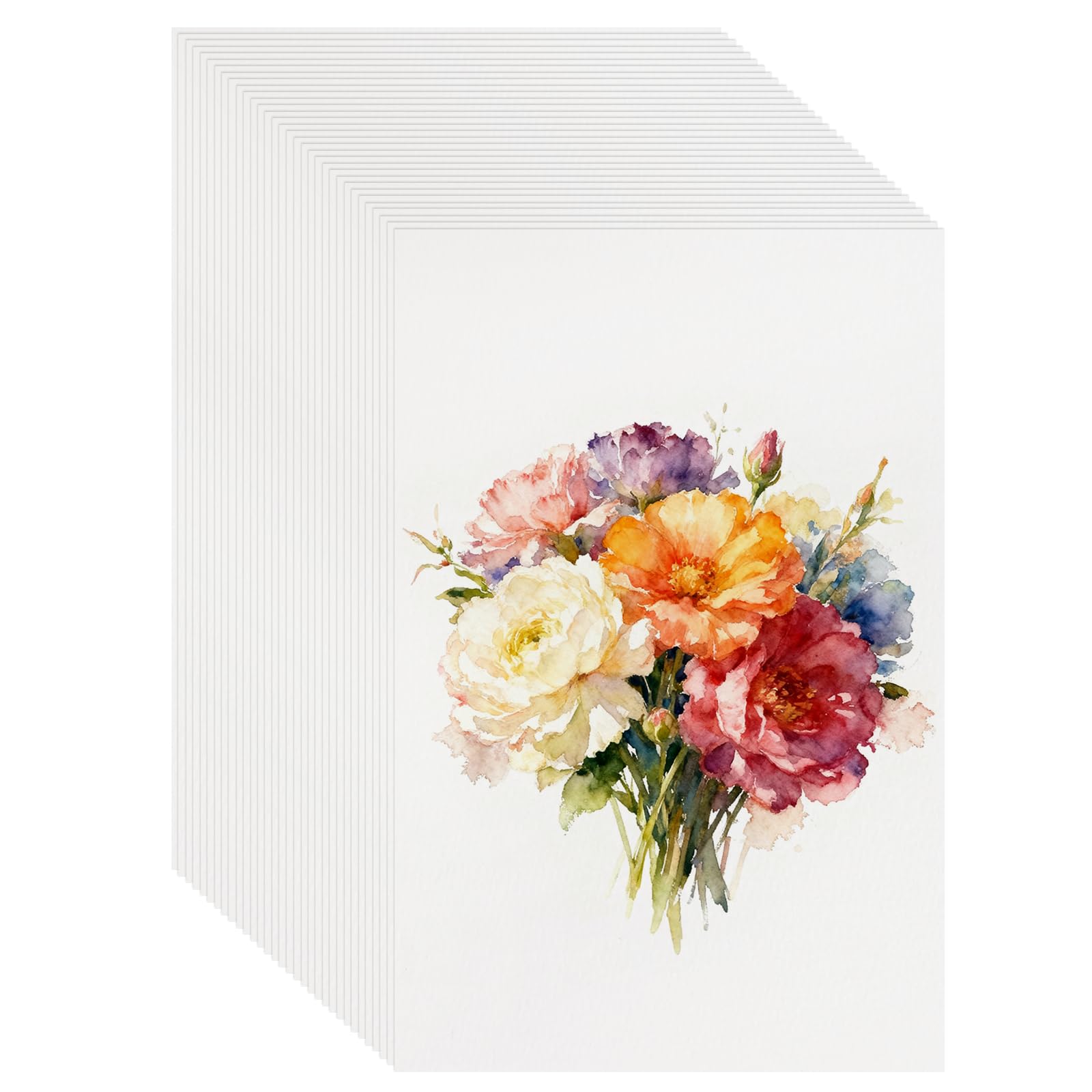 MECCANIXITY Lot de 52 feuilles de papier aquarelle 15,2 x 22,9 cm, 63,5 kg/300 g/m², papier à dessin pour peinture à l'eau pour carnet de croquis, journal (coin droit), blanc
