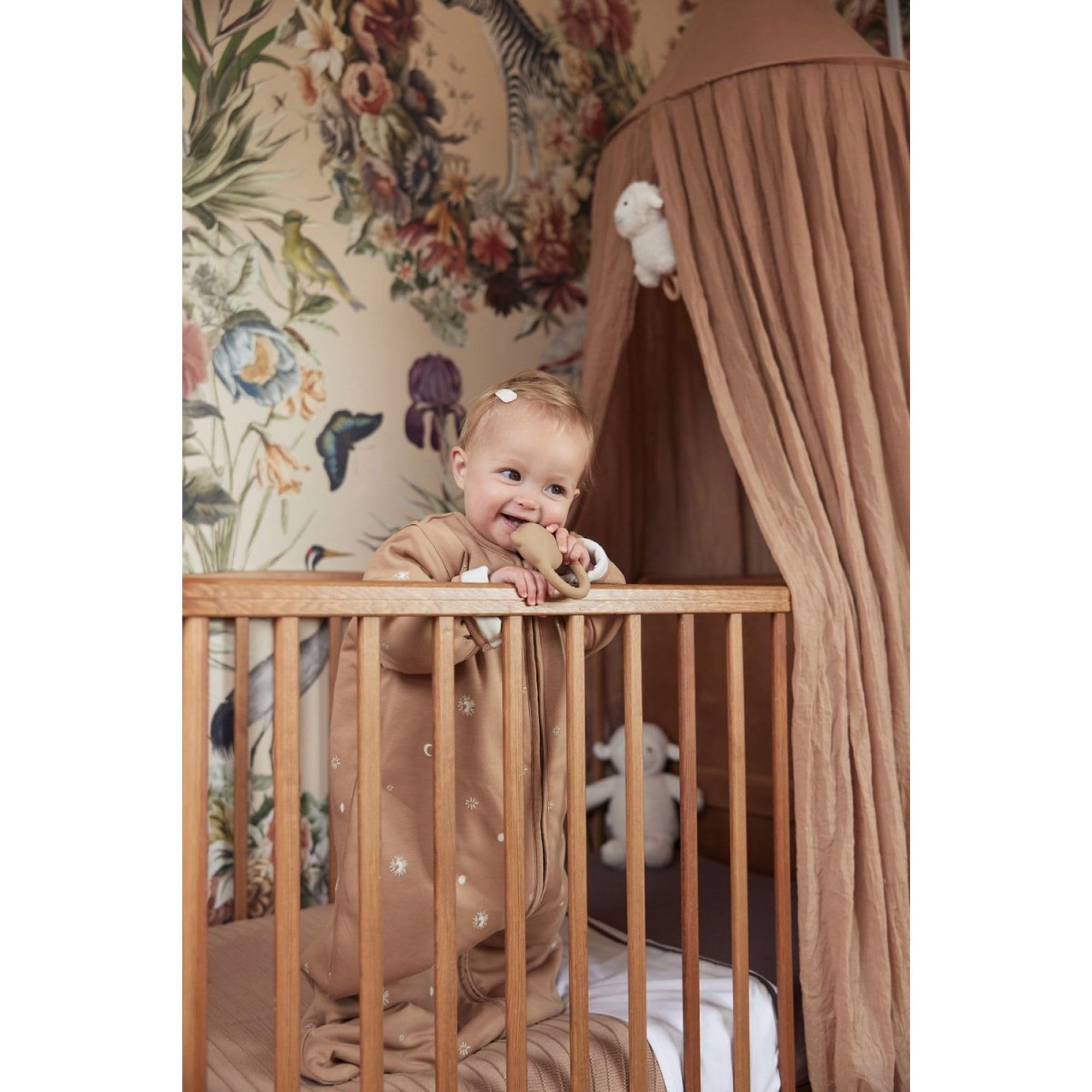 Jollein Baldaquin Biscuit Vintage - Hauteur 245 cm - Ciel de lit pour Chambre d'enfant - Biscuit - Marron Clair