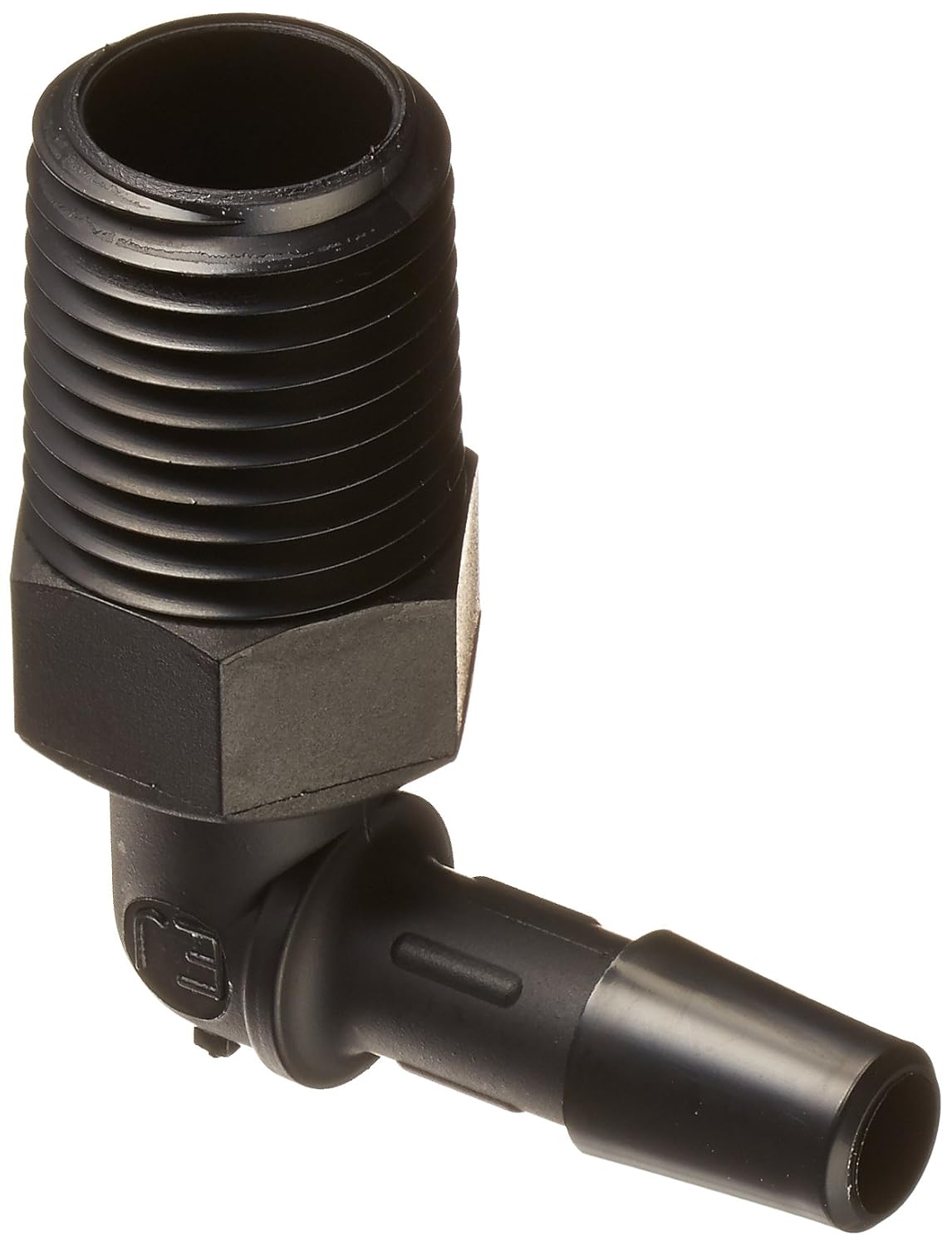 L4-4BN Black Nylon Threaded Elbow, 1/4-18 NPT Thread to 1/4 Barb (Pack of 10)