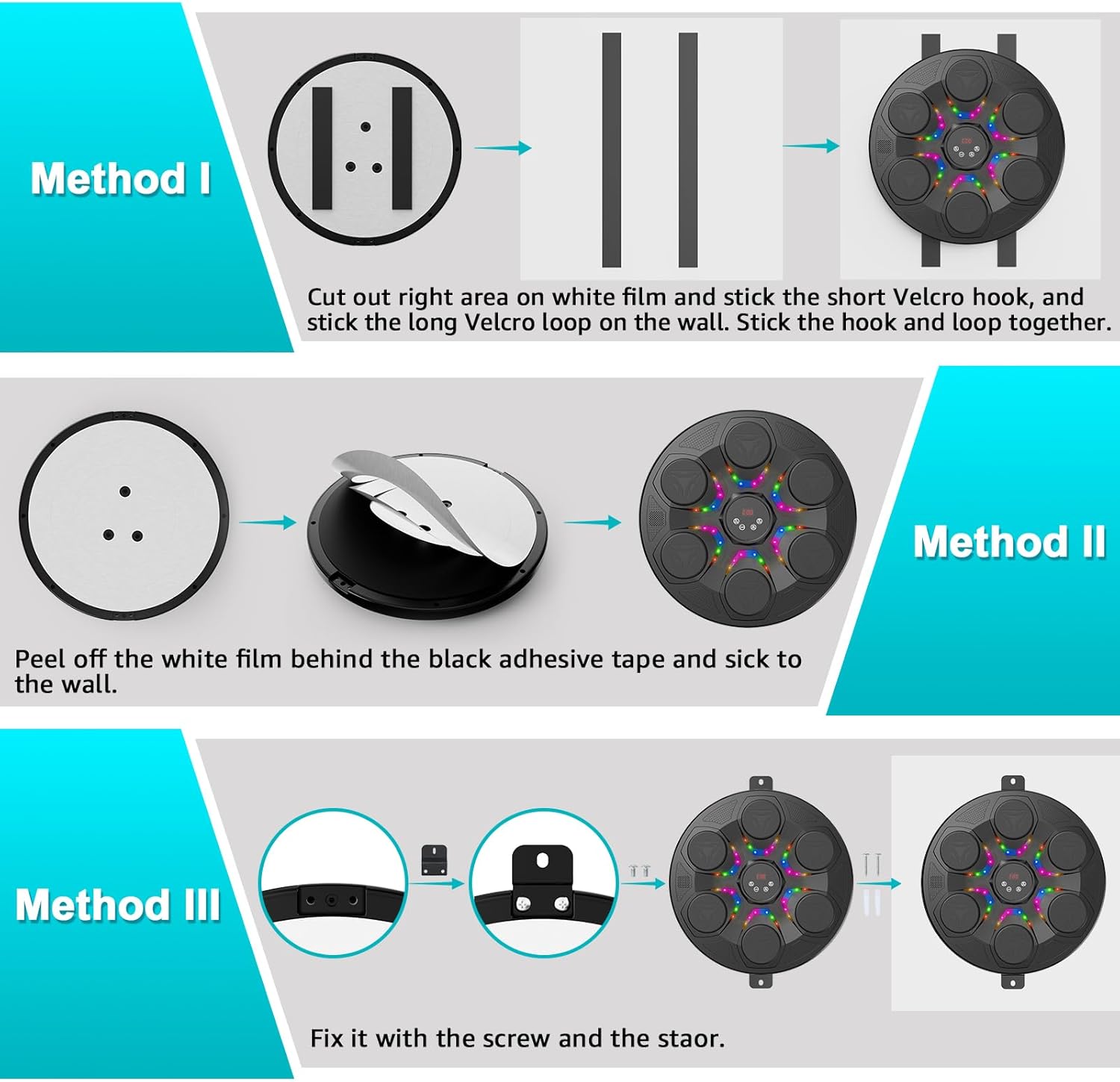 Upgrade Music Boxing Machine For Adults Kids, Interactive Music Punching Machine with Gloves 12 Modes 12 Speeds, Wall Mounted Electronic Boxing Punching Pad with Wireless Connection LED Display - Image 7