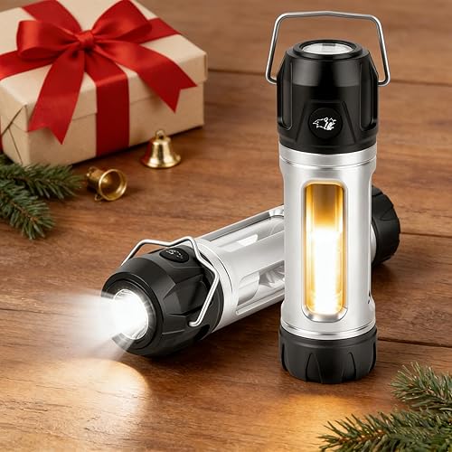 Foxhawk Linterna de camping 2 en 1, linterna de camping al aire libre, portátil, basada en imán, linterna de mano, accesorios cargables para