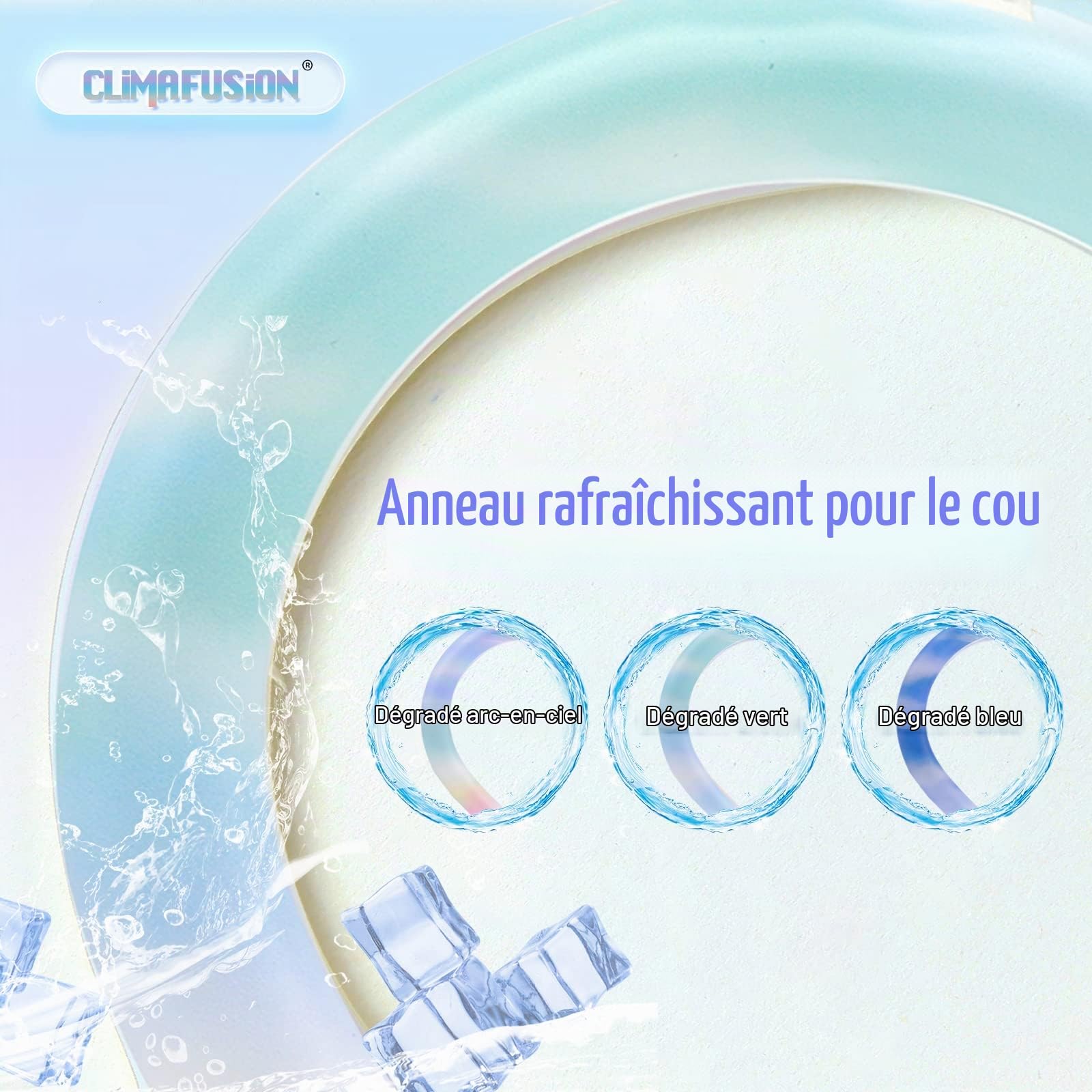 Anneau de refroidissement pour le cou dégradé commence à moins de 15 °C, réutilisable et portable pour la chaleur estivale, extérieur et intérieur (Vert)