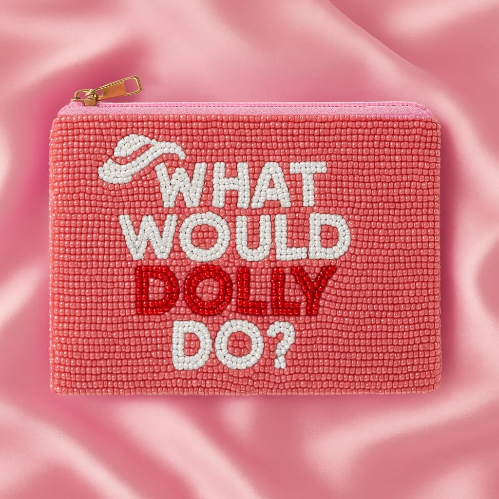 Pearl Beaded Coin Purse Handmade with Colorful Designs Savings Bag Small Zipper Pouch for Cash Card & Makeup (What Would Dolly Do?) - Image 6