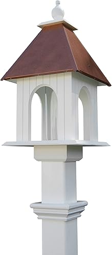 Comedero para pájaros Wing & A Prayer Dogwood, techo de color cobre martillado