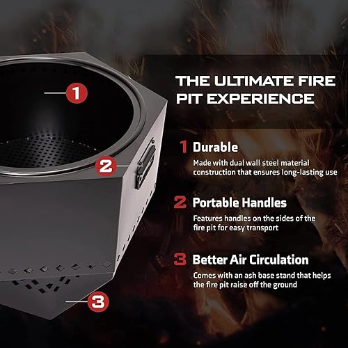 Miniatura 4 de Dragonfire Paquete de hoguera compacta de madera y pellets sin humo, incluye estufa de hoguera con acabado negro mate de 22 pulgadas, soporte base
