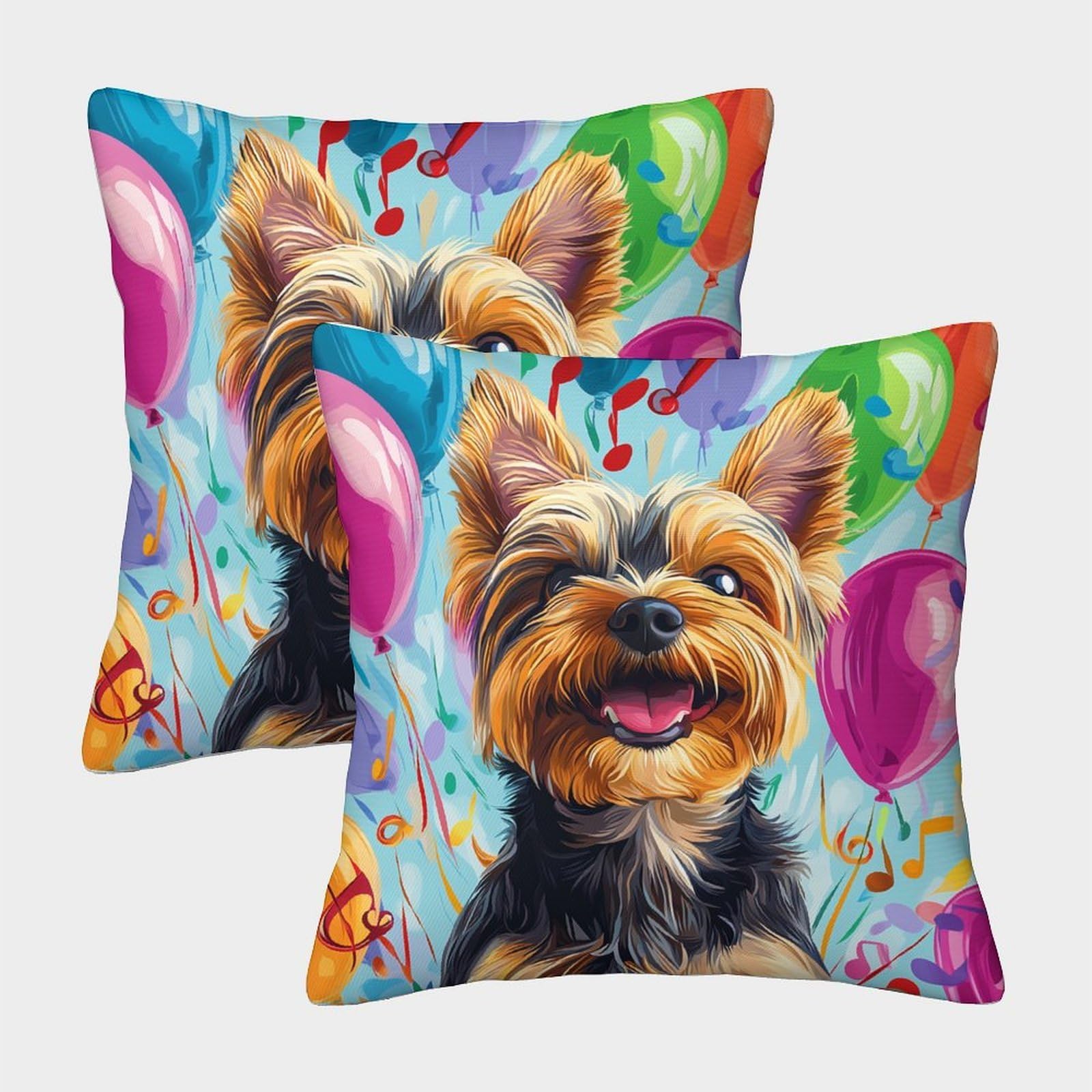 QFVANSIYO Cheerful Dog 3D Printed Microfiber Pillowcase Bedroom Decor Pet Balloon Pillow Cover for Home Dorm Soft 45x45cm