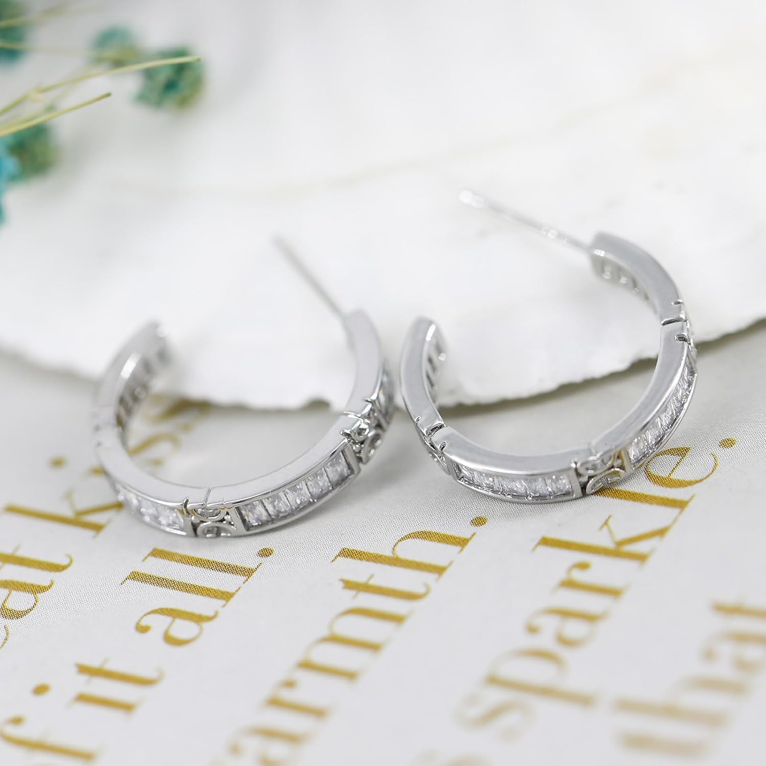 Women's and Teens' C Shaped Cubic Zirconia Cartilage Hoop Earring with 925 Sterling Silver Post - Image 6