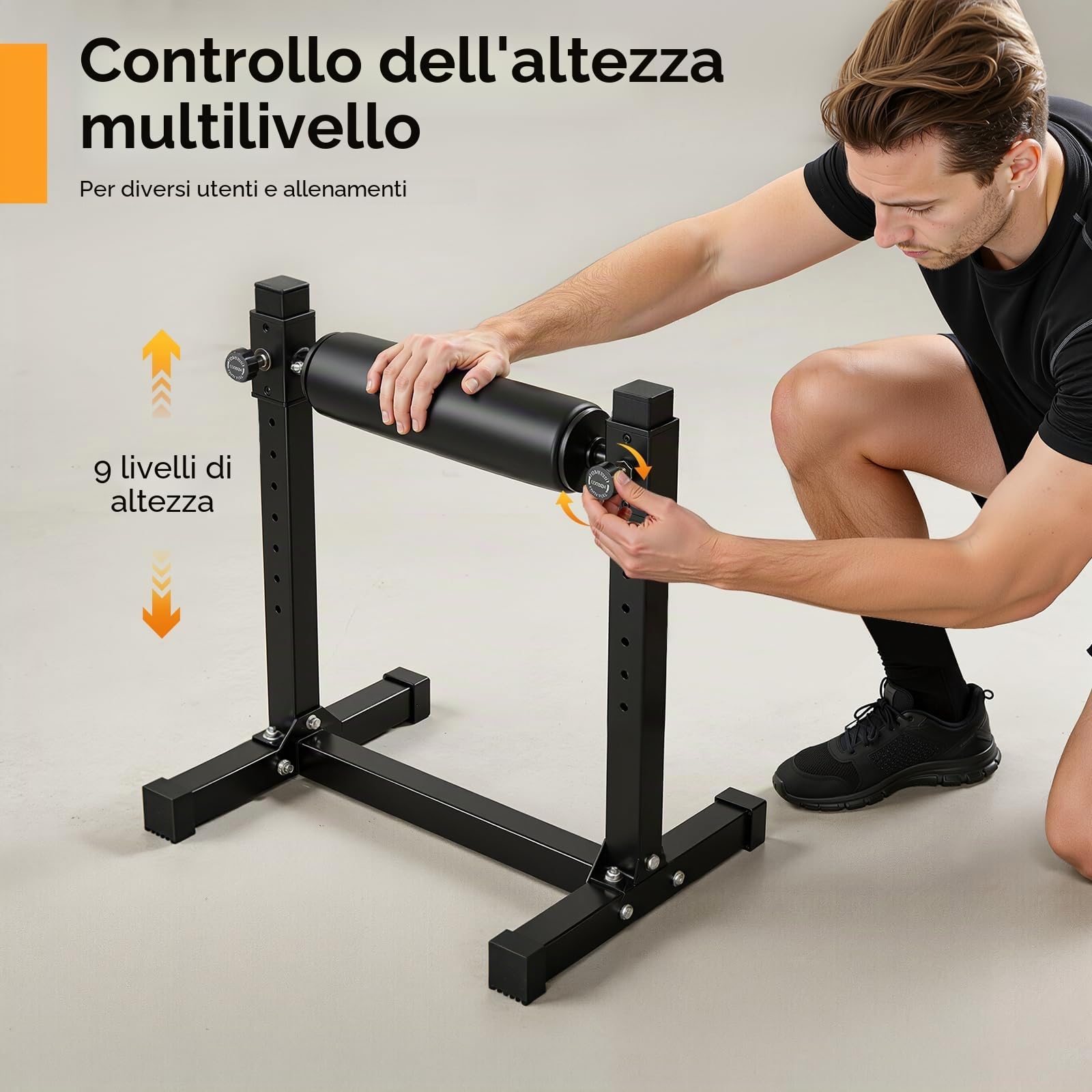 Bulgarian Split Squat Bracket, supporto per squat con 9 altezze regolabili per squat profondi, squat e sollevamento pesi