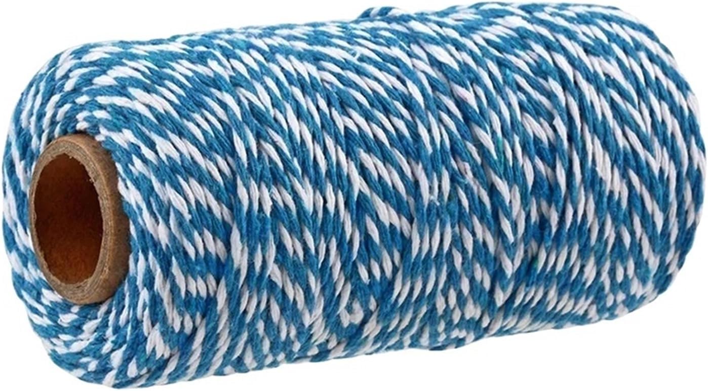 100M 2mm Cotton Bread lace Rope Rope Colorful Cotton Crafts Twine Home Textile Gift Packaging Christmas Wedding Decoration(Golg Wire Black)