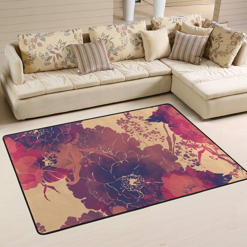 Tapis de sol avec coquelicots vintage pour protéger et décorer facilement vos pièces de vie
