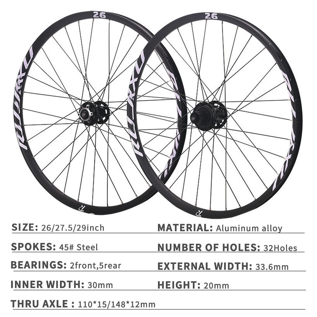 26/27,5/29 Pollici Ruote Mtb Perno Passante 110*15/148*12mm, Freno A Disco