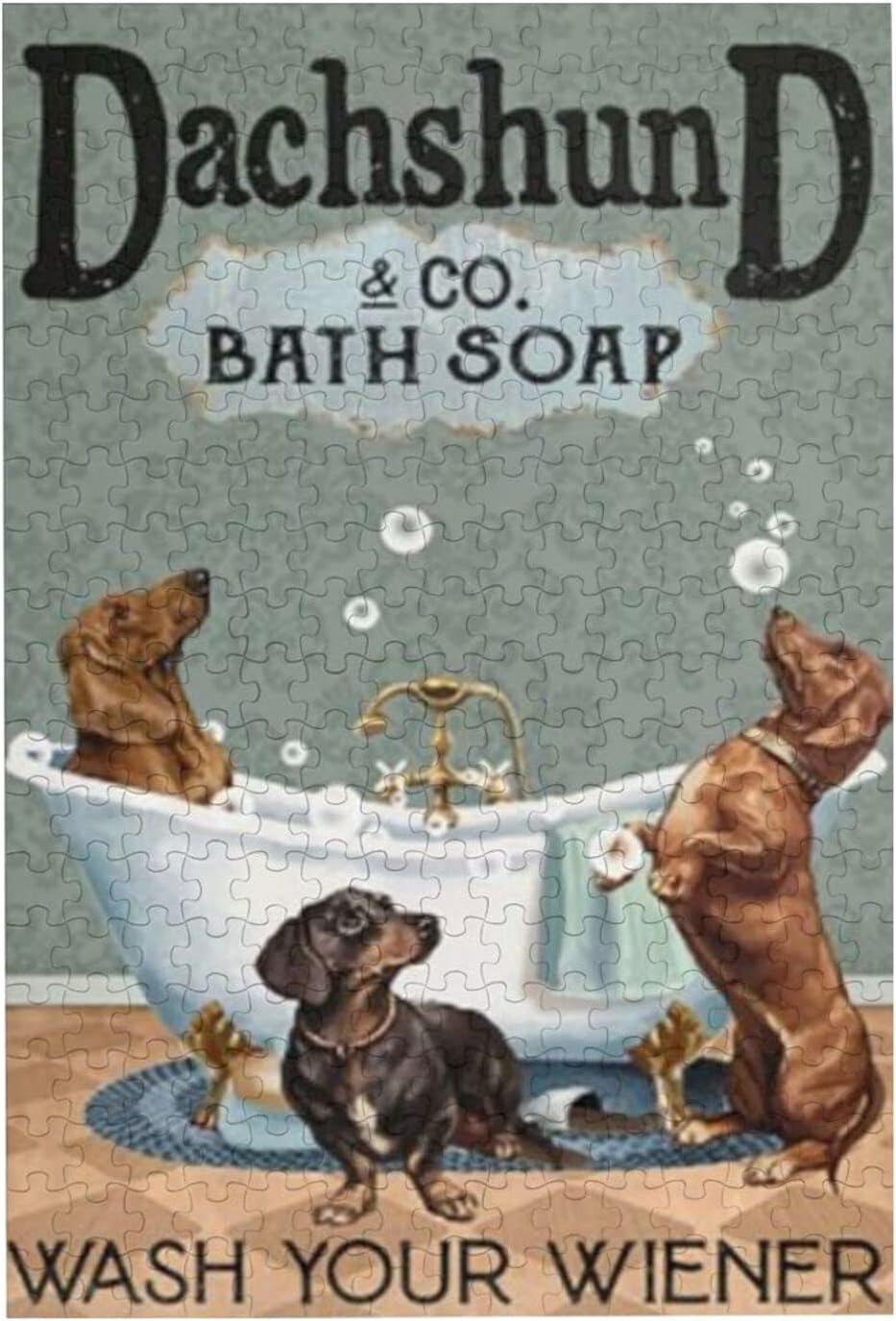 500 Piece Jigsaw Puzzle Dachshund Co Bath Soap Wash Your Wiener Back to School Decompression Toy Educational Game Wooden Puzzles Children's Gift Props Puzzle for Adult Nature Puzzle Accessories