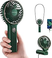 Vista 1 de SWEETFULL Ventilador de mano portátil, batería recargable de 5000mAh, 6 velocidades de viento, pantalla digital LED, ventilador eléctrico personal