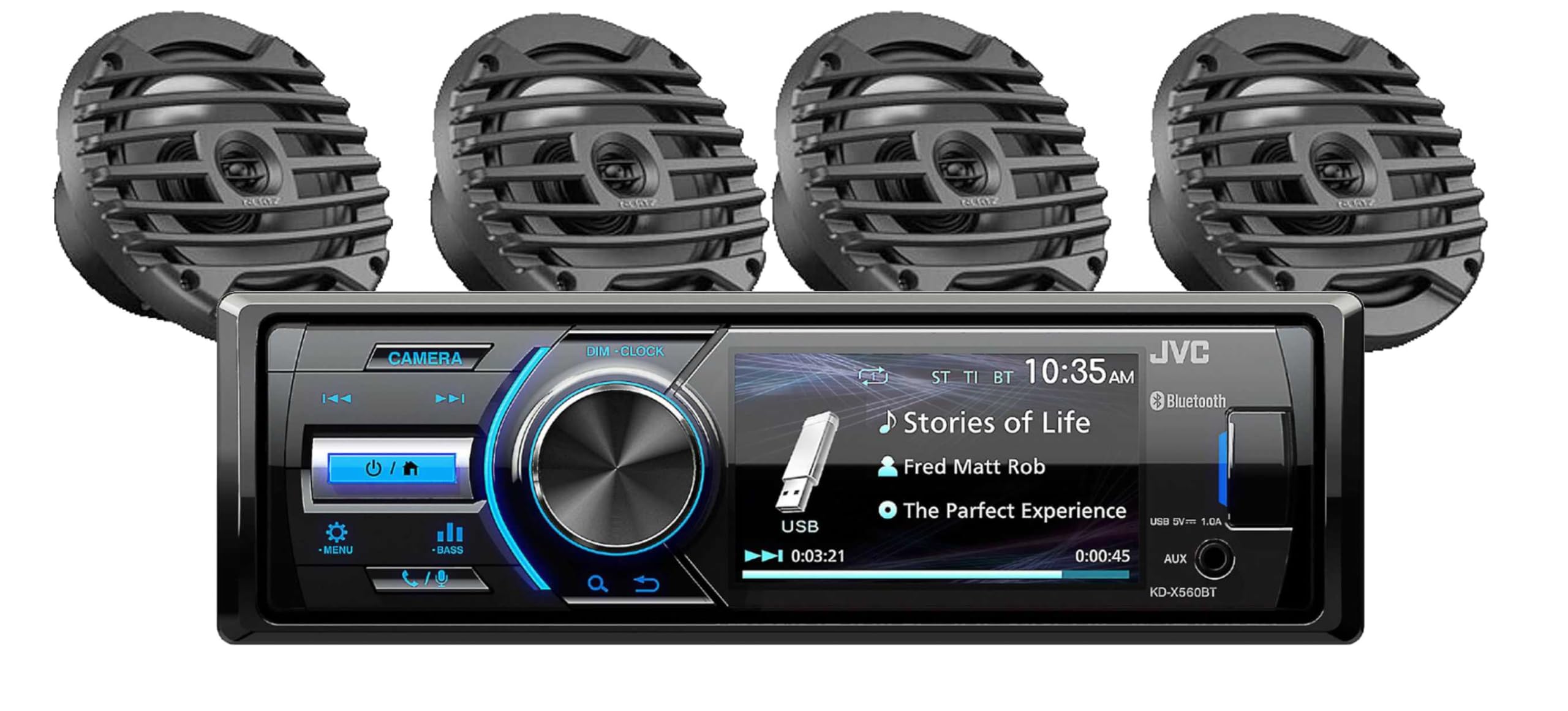 KD-X560BT Marine Digital Media Receiver Bundled with + (2) Pair 6.5