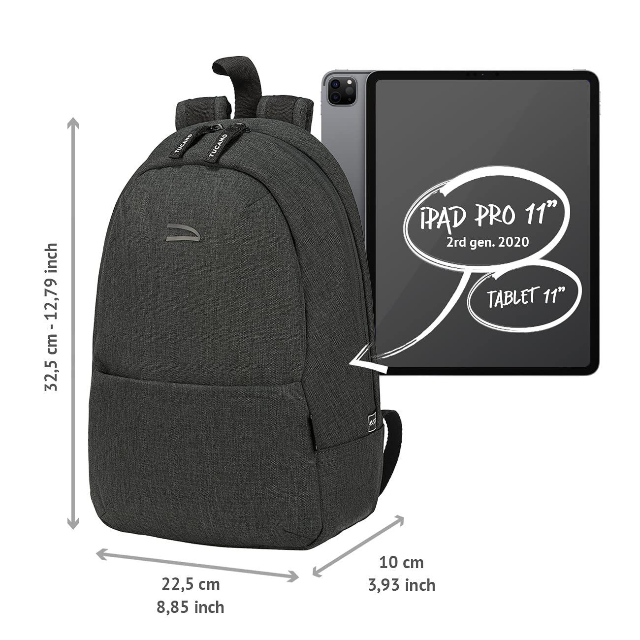 Tucano - Ted Zaino dal taglio sportivo, in materiale ottenuto dalla plastica riciclata, ideale per ufficio, università, viaggio e tempo libero