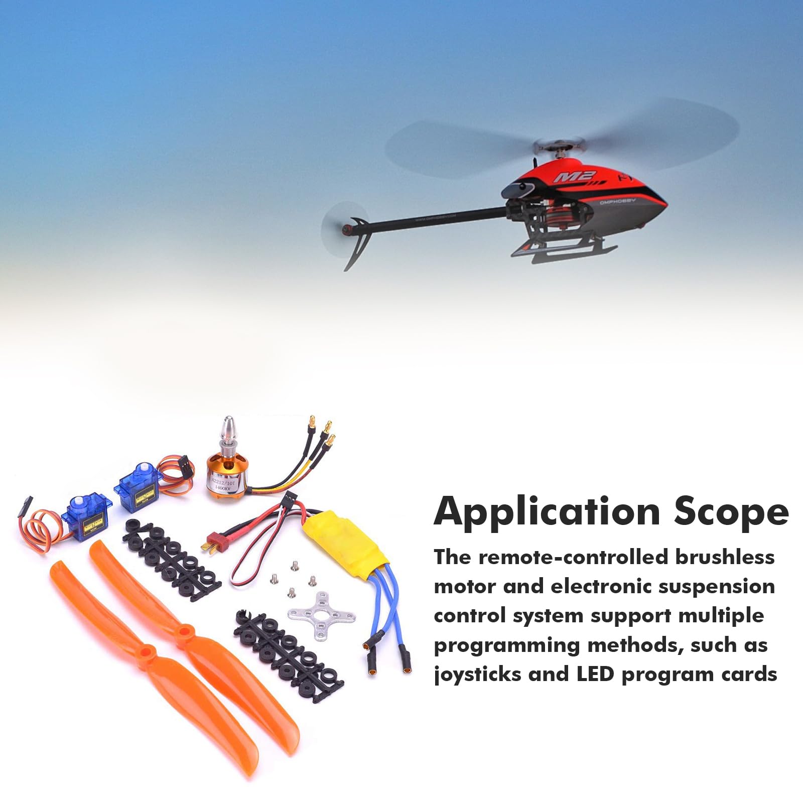 Motor sin escobillas A2212 1400KV, kit de motor de avión ABS RC con hélice micro servo 8060 30A ESC SG90 9G, kit de accesorios para aviones RC compatible con aviones 400-450
