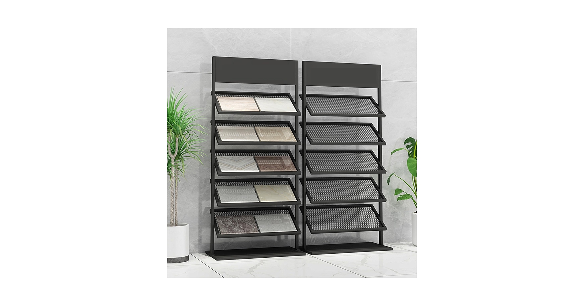 【未来工房】roboページ　ディスプレイ台　高さ45㎝　DY-74 モニター台（デスク・黒・木製・奥行20cm・横幅60cm・おしゃれ