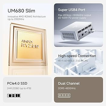 Amazon.com: MINISFORUM UM680 Slim Mini PC,AMD Ryzen 7 6800H