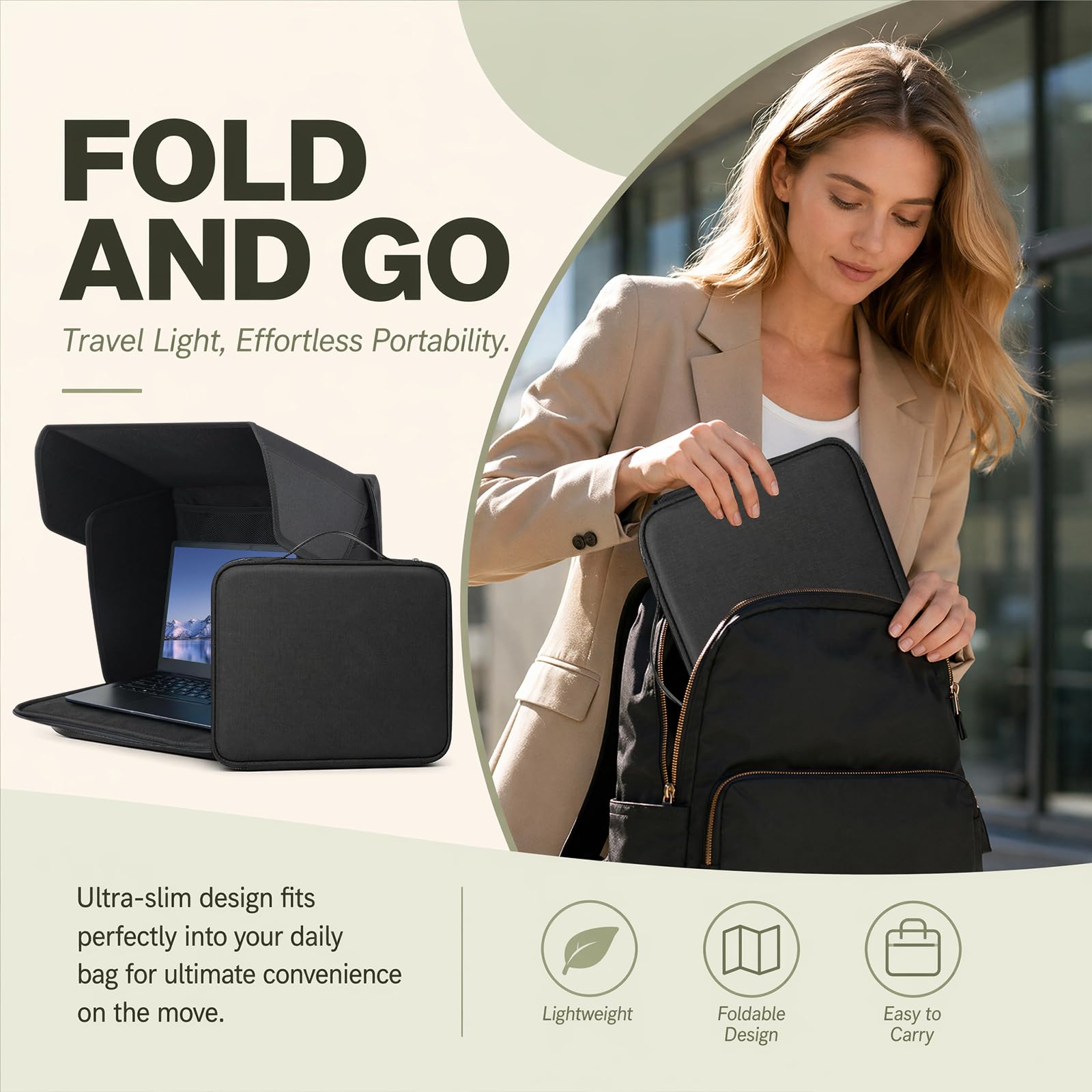 DASIAUTOEM Universal Laptop Sonnenschutz, Klappbare 2-in-1 Laptoptasche, Sonnenschutz Blendschutz UV-Schutz für Outdoor Arbeit mit Rutschfesten Clips Kompatibel mit für 12-16 Zoll Laptop (12-14in)