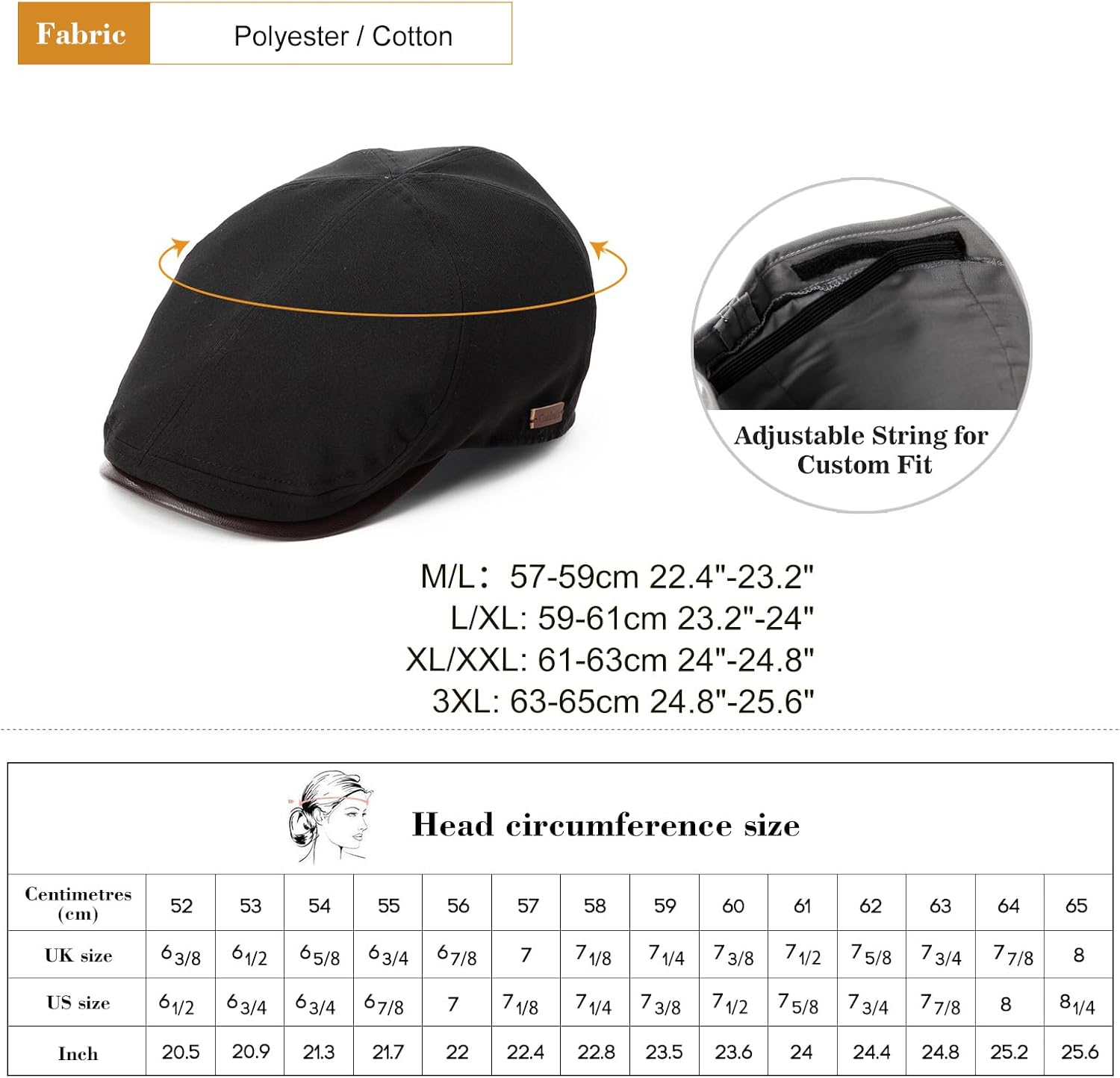 TOP-EX XL/XXL Mens Newsboy Flat Cap - Gatsby Irish Duckbill Cap for Golf Driving Waterproof & UPF 50 - Image 3